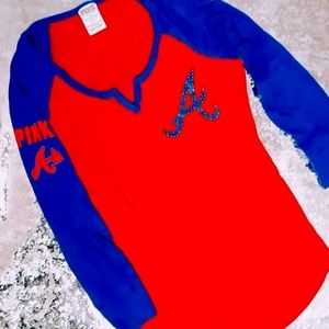 VS PINK MLB Collection ATL Braves Henley